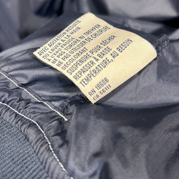 Schott Bros Large Windbreaker Rain Jacket Bomber Style Hooded Navy Blue VTG 90s - Picture 11 of 13